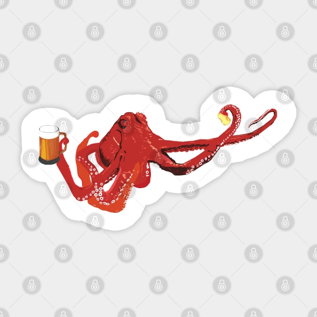 Red Octopus Beer lover Sticker by Manitarka